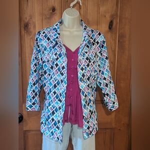 CJ Banks Multicolor Geometric Jacket